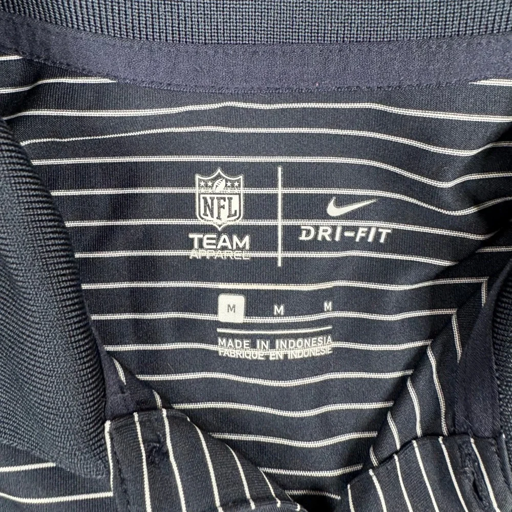 Nike Polo Mens Size M Navy Blue Striped Houston Texans NFL Dri-Fit Athletic Top